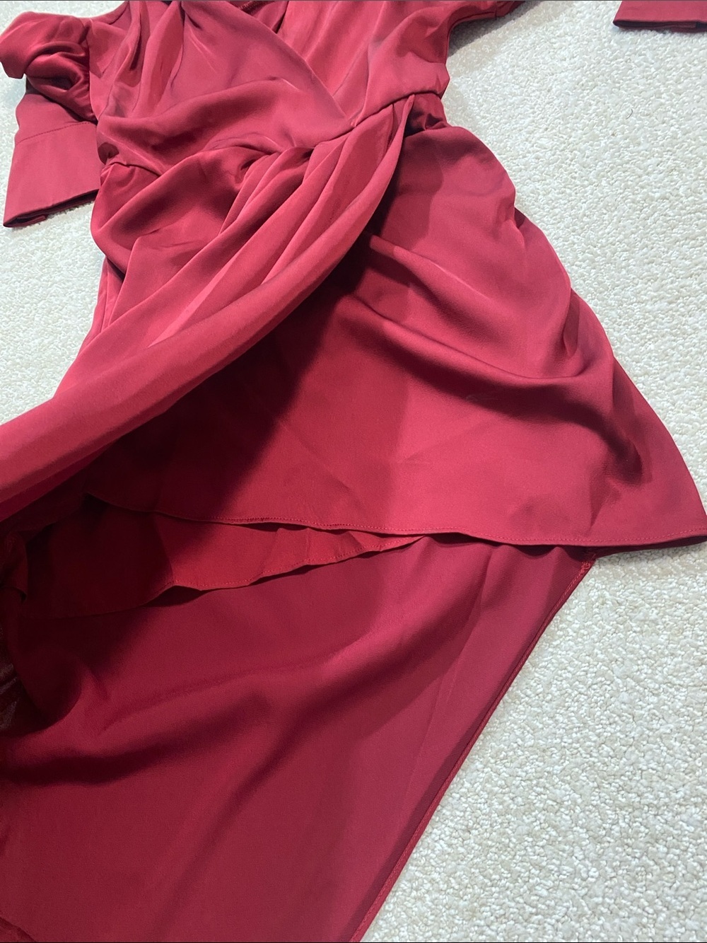 Vici Burgundy Satin Twist-Waist Midi Dress Size Xs - Picture 16 of 16